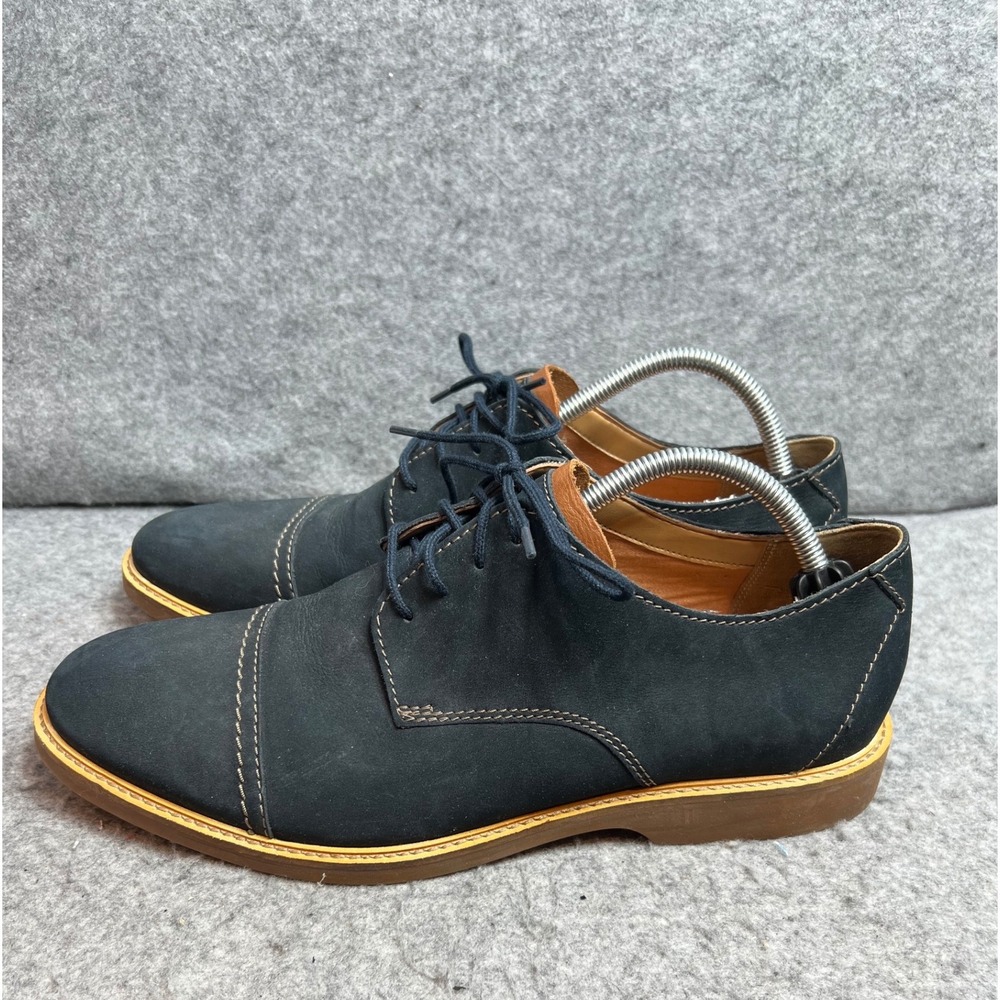 Clarks Mens Tilden Cap Navy Nubuck Leather Derby Shoes Cap Toe Oxfords Size 11 - Picture 2 of 9